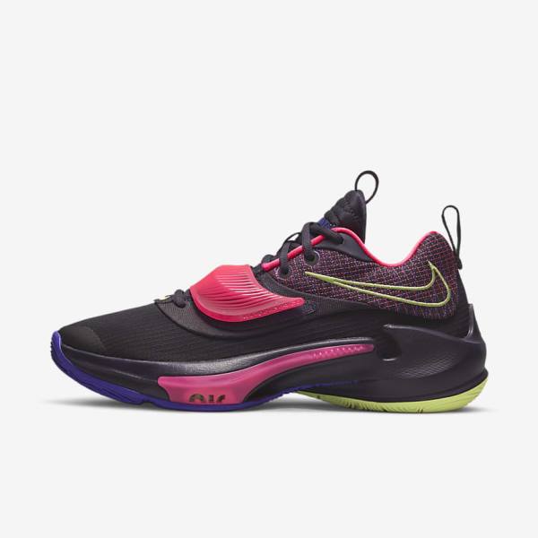 Purple / Pink / Purple / Light Lemon Women\'s Nike Zoom Freak 3 Basketball Shoes | NK013FNJ