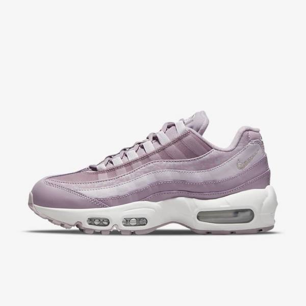 Purple / White / Metal Silver Women\'s Nike Air Max 95 Sneakers | NK218QYP