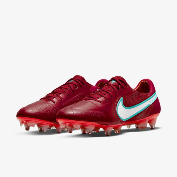 Red / Light Red / White Men's Nike Tiempo Legend 9 Elite SG-Pro AC Soft-Ground Football Shoes | NK972QAW