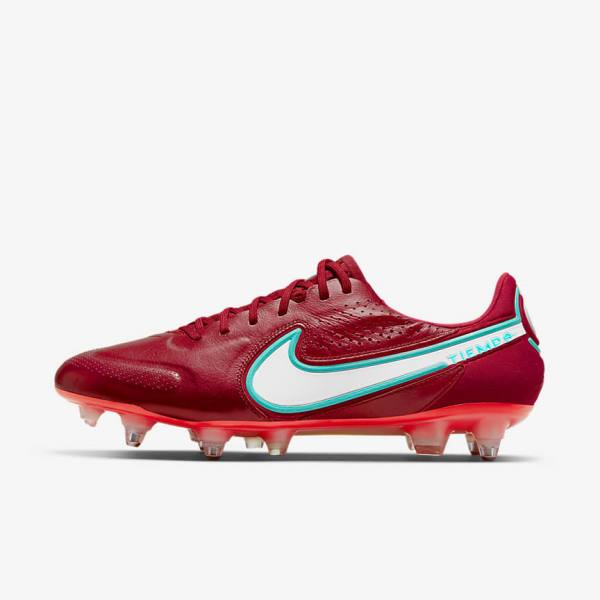 Red / Light Red / White Men\'s Nike Tiempo Legend 9 Elite SG-Pro AC Soft-Ground Football Shoes | NK972QAW