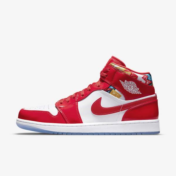 Red / Navy / White Men\'s Nike Air Jordan 1 Mid SE Jordan Shoes | NK709VJC