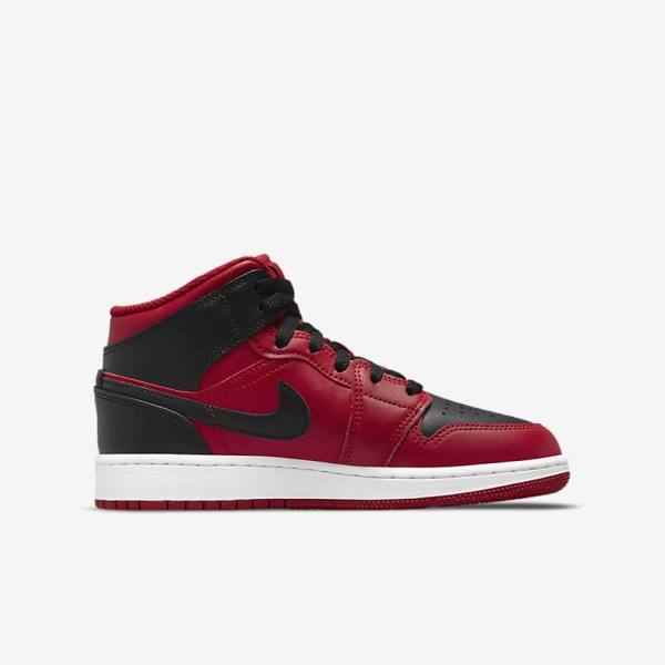 Red / White / Black Kids' Nike Air Jordan 1 Mid Older Sneakers | NK176PZN