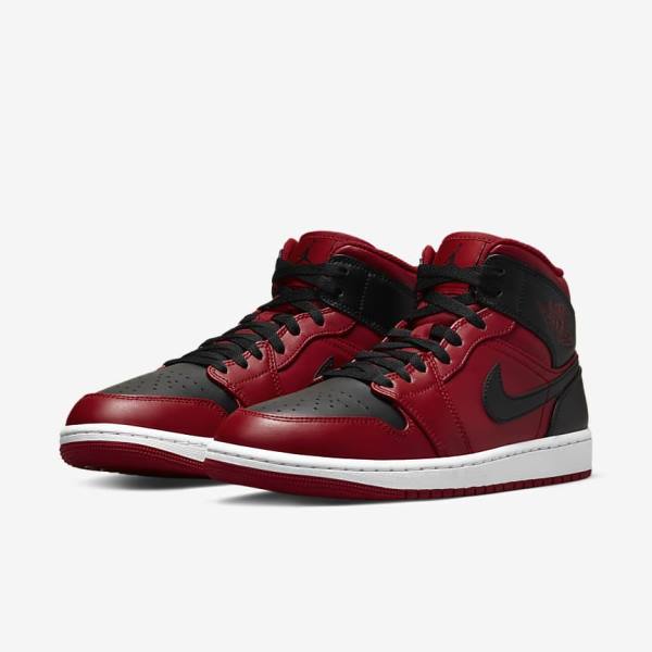 Red / White / Black Men's Nike Air Jordan 1 Mid Sneakers | NK051LTO