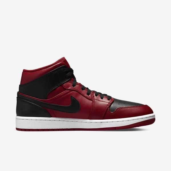 Red / White / Black Men's Nike Air Jordan 1 Mid Jordan Shoes | NK218APV