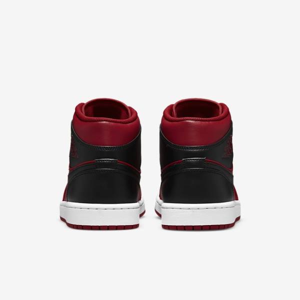 Red / White / Black Men's Nike Air Jordan 1 Mid Jordan Shoes | NK218APV