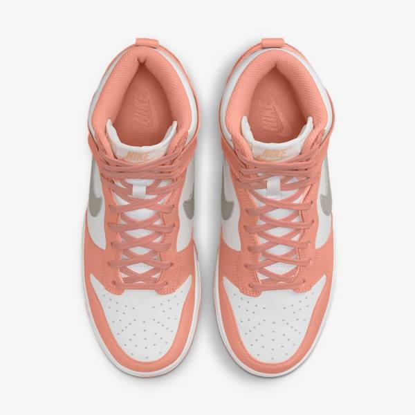 Red / White / Light Women's Nike Dunk High Sneakers | NK406COF