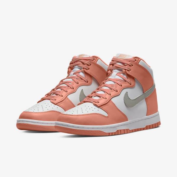 Red / White / Light Women's Nike Dunk High Sneakers | NK406COF