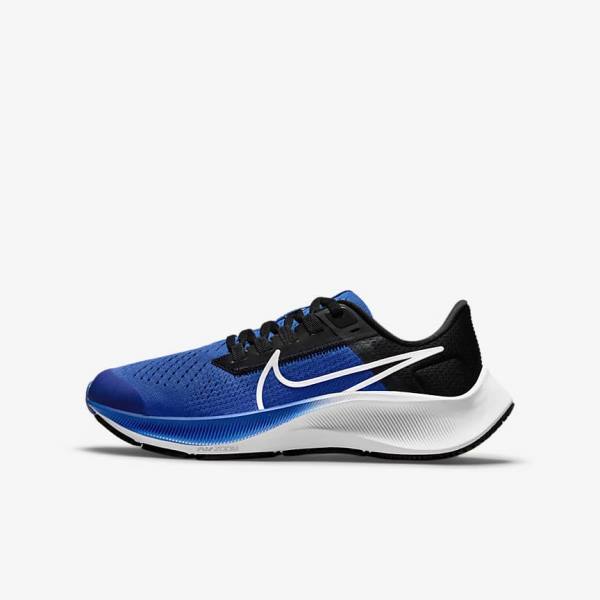 Royal / Black / White Kids\' Nike Air Zoom Pegasus 38 Older Road Running Shoes | NK728UKS