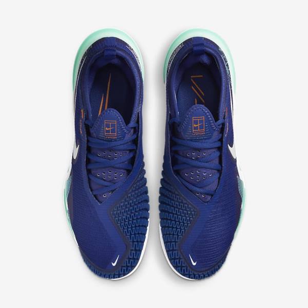 Royal Blue / Turquoise / Orange / White Men's Nike NikeCourt React Vapor NXT Hard-Court Tennis Shoes | NK420DRI