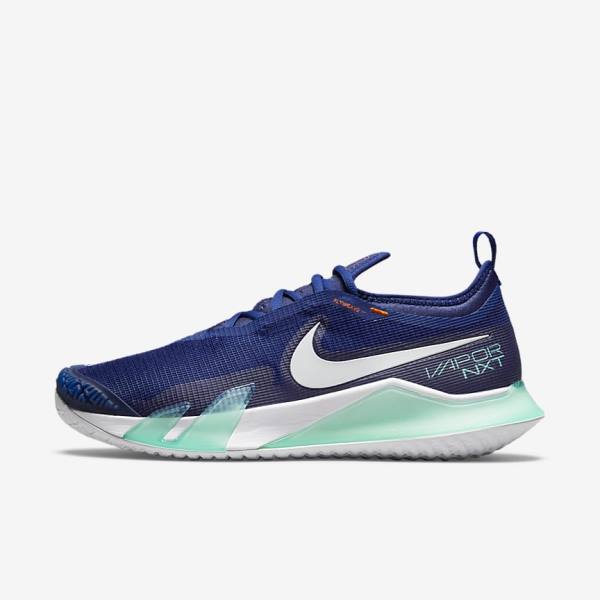 Royal Blue / Turquoise / Orange / White Men\'s Nike NikeCourt React Vapor NXT Hard-Court Tennis Shoes | NK420DRI