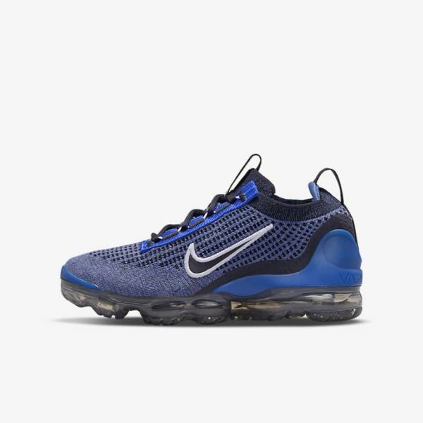 Royal / White / Dark Grey / Black Kids\' Nike Air VaporMax 2021 FK Older Sneakers | NK508KDL