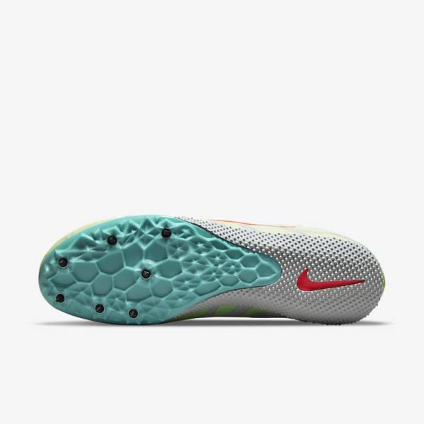 Turquoise / Orange Men's Nike Zoom Rival S 9 Athletics Sprinting Spikes Running Shoes | NK065SPD