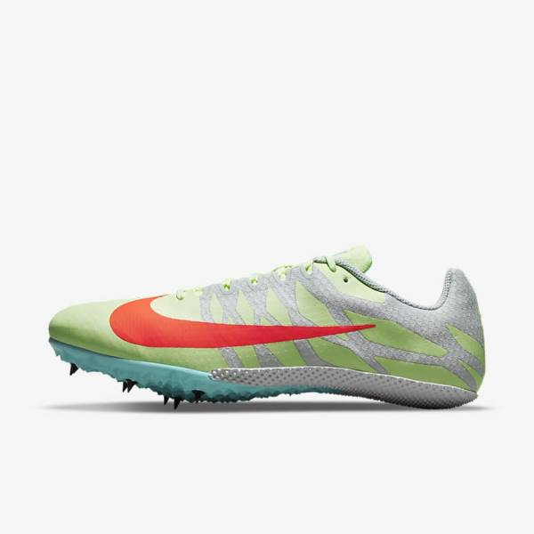 Turquoise / Orange Men\'s Nike Zoom Rival S 9 Athletics Sprinting Spikes Running Shoes | NK065SPD