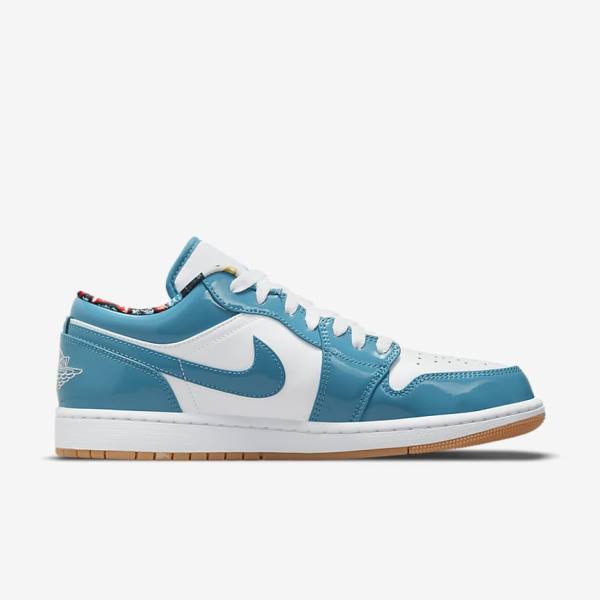 Turquoise / White / Navy / Turquoise Men's Nike Air Jordan 1 Low SE Jordan Shoes | NK096CDQ