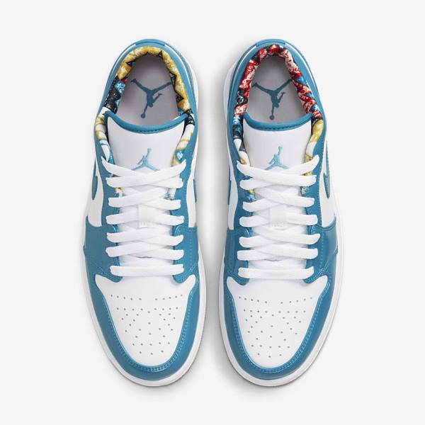 Turquoise / White / Navy / Turquoise Men's Nike Air Jordan 1 Low SE Jordan Shoes | NK096CDQ