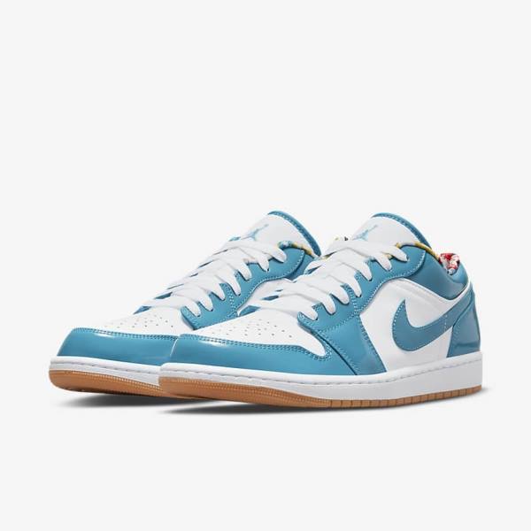 Turquoise / White / Navy / Turquoise Men's Nike Air Jordan 1 Low SE Jordan Shoes | NK096CDQ