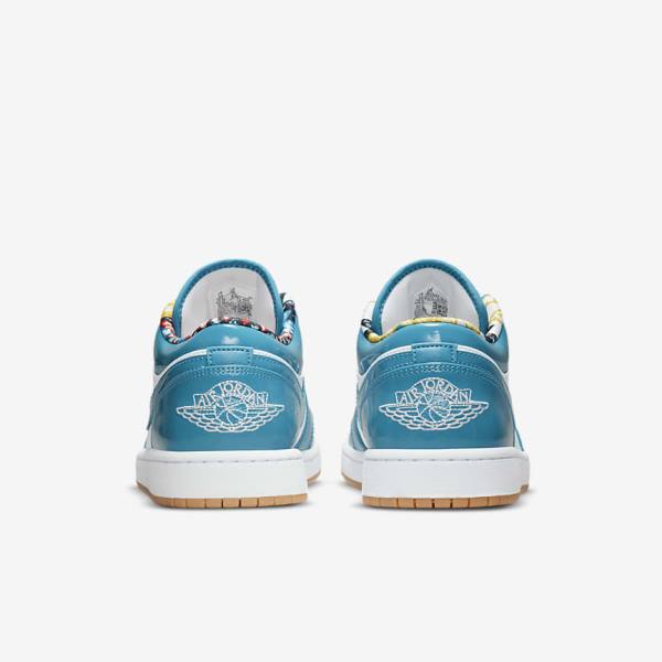 Turquoise / White / Navy / Turquoise Men's Nike Air Jordan 1 Low SE Jordan Shoes | NK096CDQ