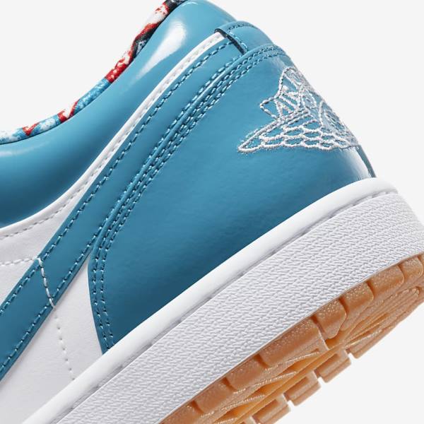 Turquoise / White / Navy / Turquoise Men's Nike Air Jordan 1 Low SE Jordan Shoes | NK096CDQ