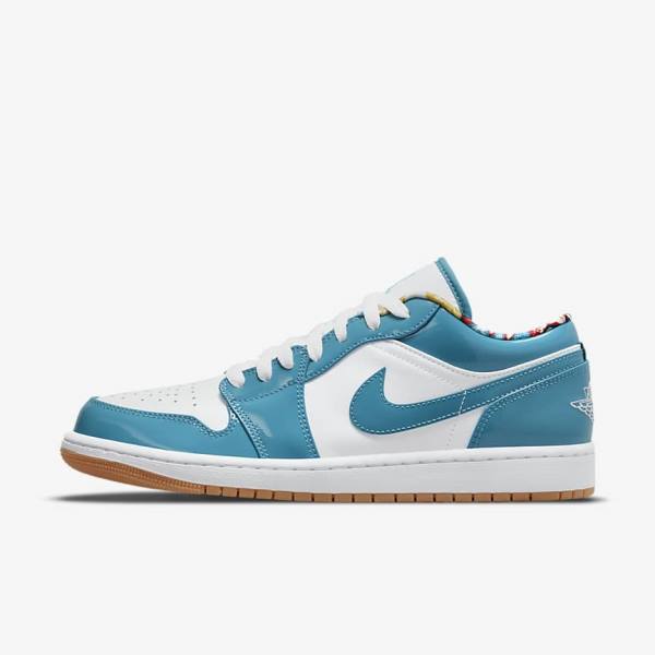 Turquoise / White / Navy / Turquoise Men\'s Nike Air Jordan 1 Low SE Jordan Shoes | NK096CDQ