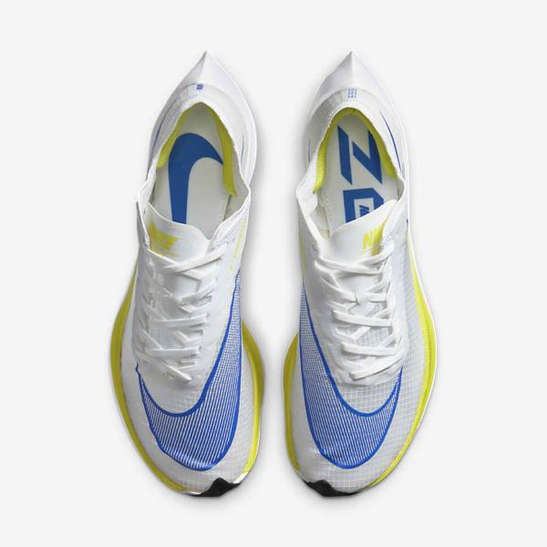 White / Black / Blue Men's Nike ZoomX Vaporfly NEXT% Road Racing Running Shoes | NK638ONU