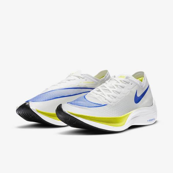 White / Black / Blue Men's Nike ZoomX Vaporfly NEXT% Road Racing Running Shoes | NK638ONU