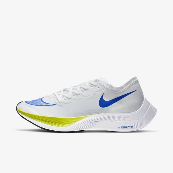 White / Black / Blue Men\'s Nike ZoomX Vaporfly NEXT% Road Racing Running Shoes | NK638ONU