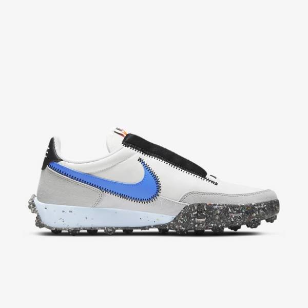 White / Black / Blue Women's Nike Waffle Racer Crater Sneakers | NK306MEO