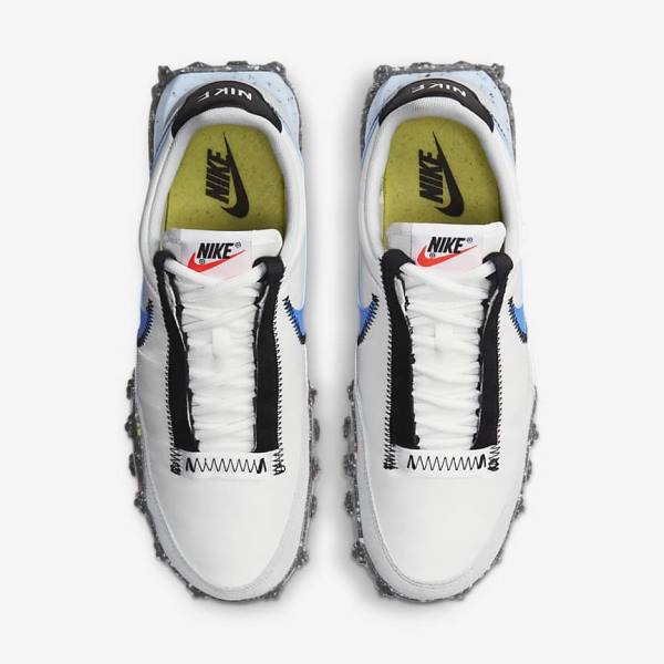 White / Black / Blue Women's Nike Waffle Racer Crater Sneakers | NK306MEO