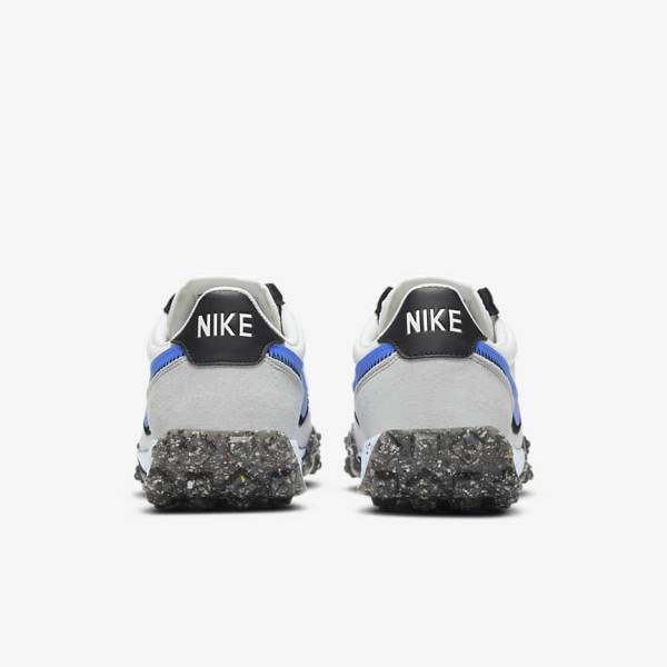 White / Black / Blue Women's Nike Waffle Racer Crater Sneakers | NK306MEO