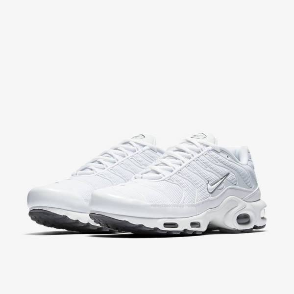 White / Black / Grey / White Men's Nike Air Max Plus Sneakers | NK082YOH