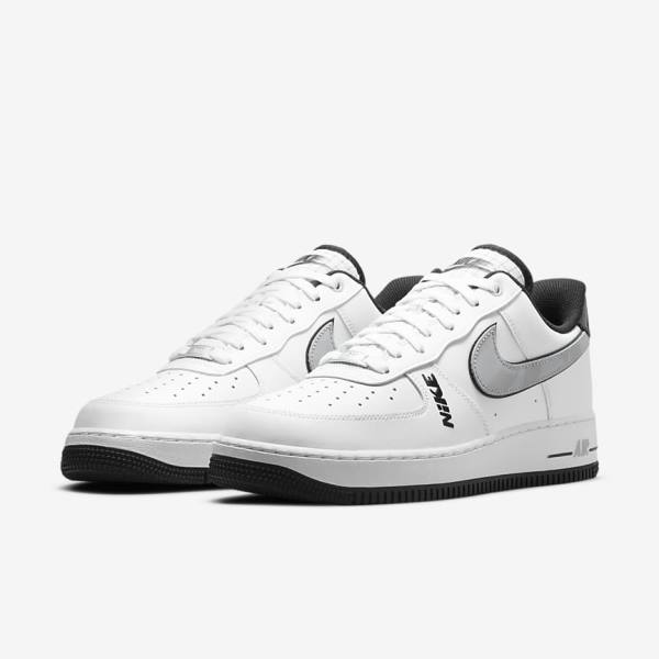 White / Black / Grey / White Men's Nike Air Force 1 07 LV8 Sneakers | NK235LKV