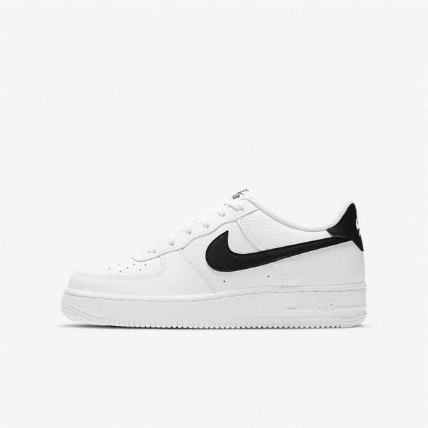 White / Black Kids\' Nike Air Force 1 Older Sneakers | NK521XVH