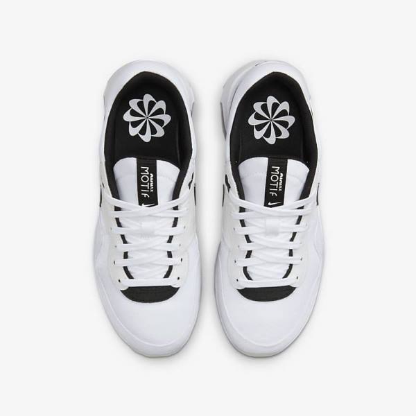 White / Black Kids' Nike Air Max Motif Older Sneakers | NK796MPL