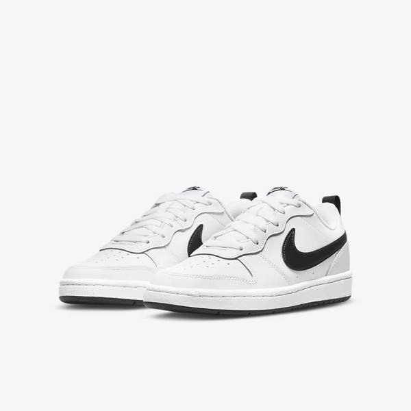 White / Black Kids' Nike Court Borough Low 2 Older Sneakers | NK062NSI