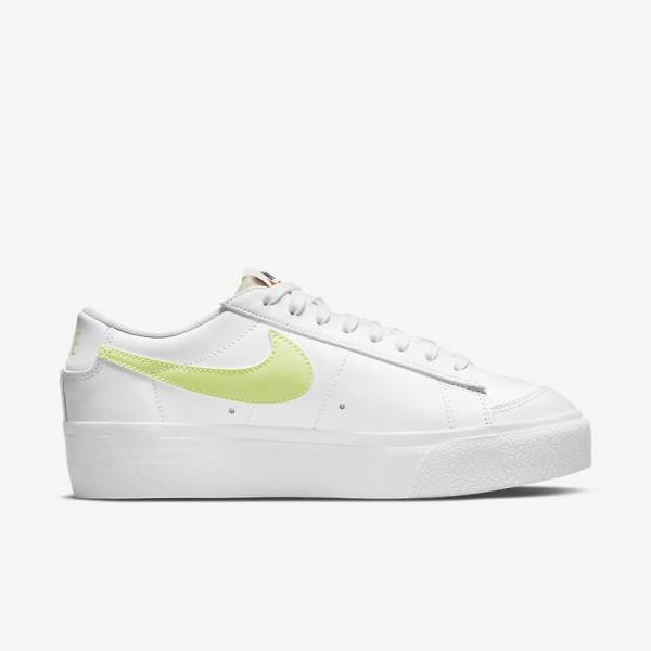 White / Black / Light Lemon Women's Nike Blazer Low Platform Sneakers | NK204LXV