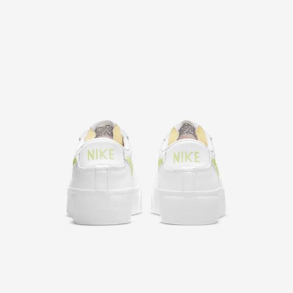 White / Black / Light Lemon Women's Nike Blazer Low Platform Sneakers | NK204LXV