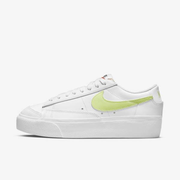 White / Black / Light Lemon Women\'s Nike Blazer Low Platform Sneakers | NK204LXV