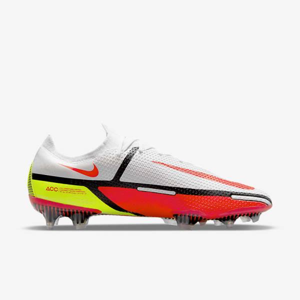 White / Black / Light Red Men's Nike Phantom GT2 Elite FG Firm-Ground Football Shoes | NK734UDF