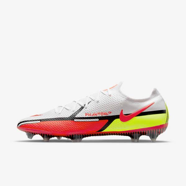 White / Black / Light Red Men\'s Nike Phantom GT2 Elite FG Firm-Ground Football Shoes | NK734UDF