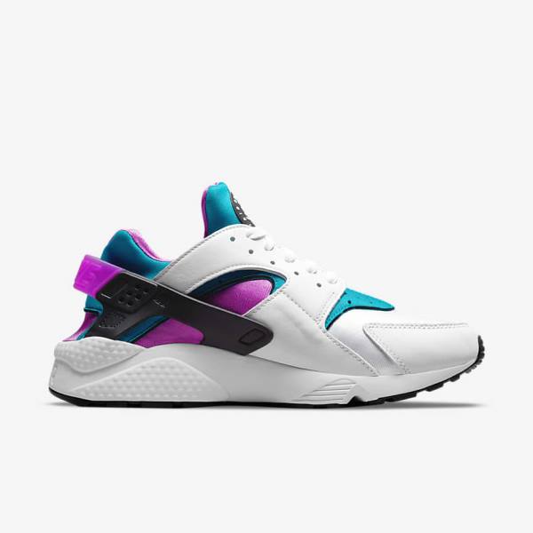 White / Black Men's Nike Air Huarache Sneakers | NK706SRY