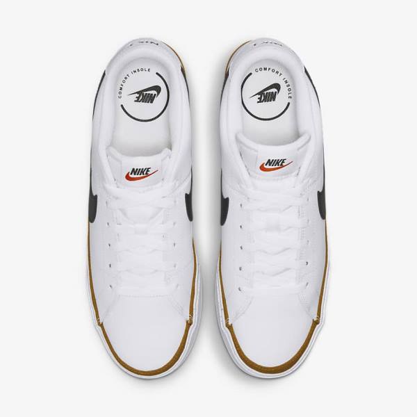 White / Black Men's Nike Court Legacy Sneakers | NK216QXB