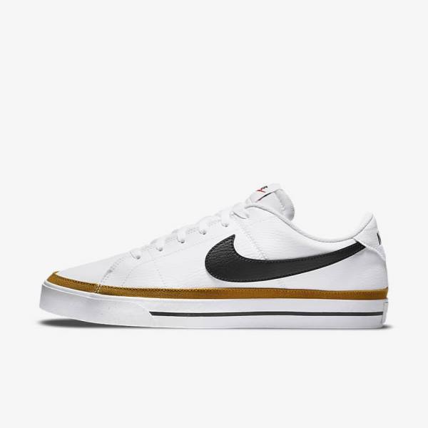 White / Black Men\'s Nike Court Legacy Sneakers | NK216QXB