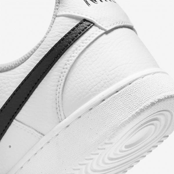 White / Black Men's Nike Court Vision Low Next Nature Sneakers | NK712QWT