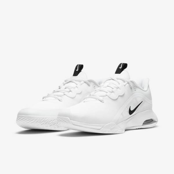 White / Black Men's Nike NikeCourt Air Max Volley Hard Court Tennis Shoes | NK358PLM