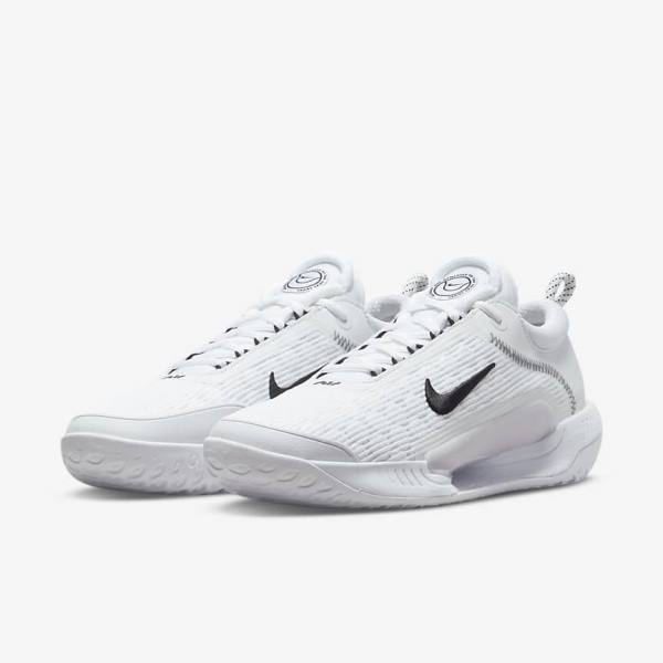 White / Black Men's Nike NikeCourt Zoom NXT Hard Court Tennis Shoes | NK156NVY