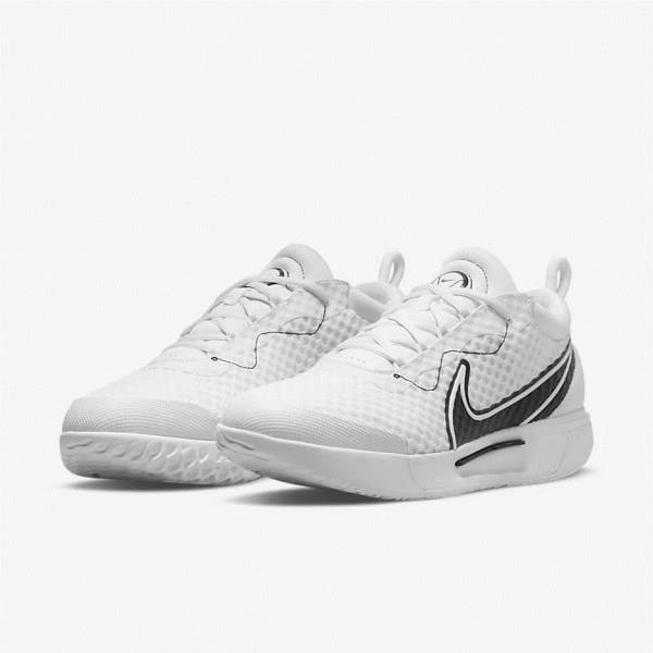 White / Black Men's Nike NikeCourt Zoom Pro Hard Court Tennis Shoes | NK895HKE