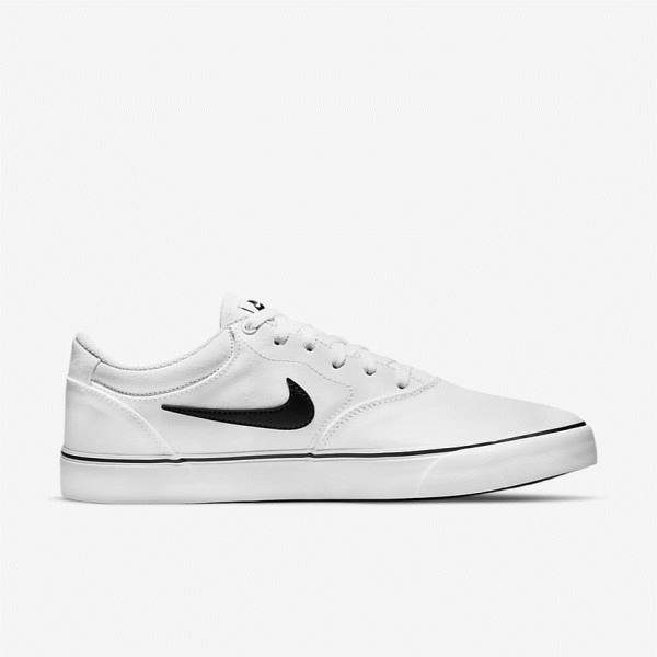 White / Black Men's Nike SB Chron 2 Canvas Skate Shoes | NK407NGJ