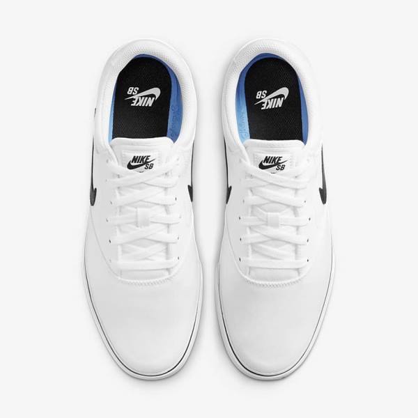 White / Black Men's Nike SB Chron 2 Canvas Skate Shoes | NK407NGJ