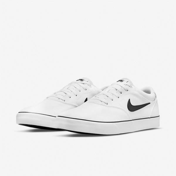 White / Black Men's Nike SB Chron 2 Canvas Skate Shoes | NK407NGJ