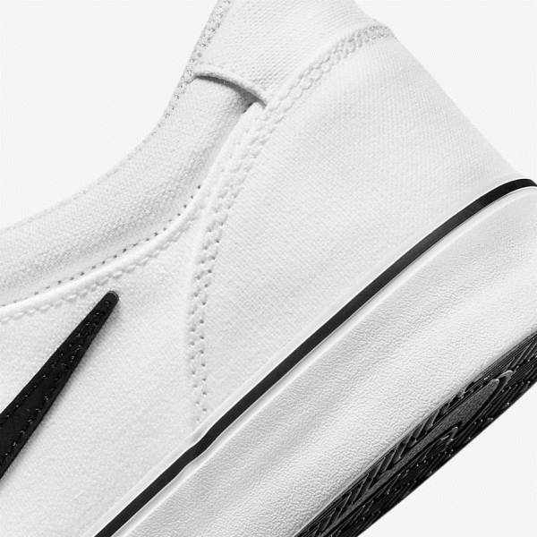 White / Black Men's Nike SB Chron 2 Canvas Skate Shoes | NK407NGJ